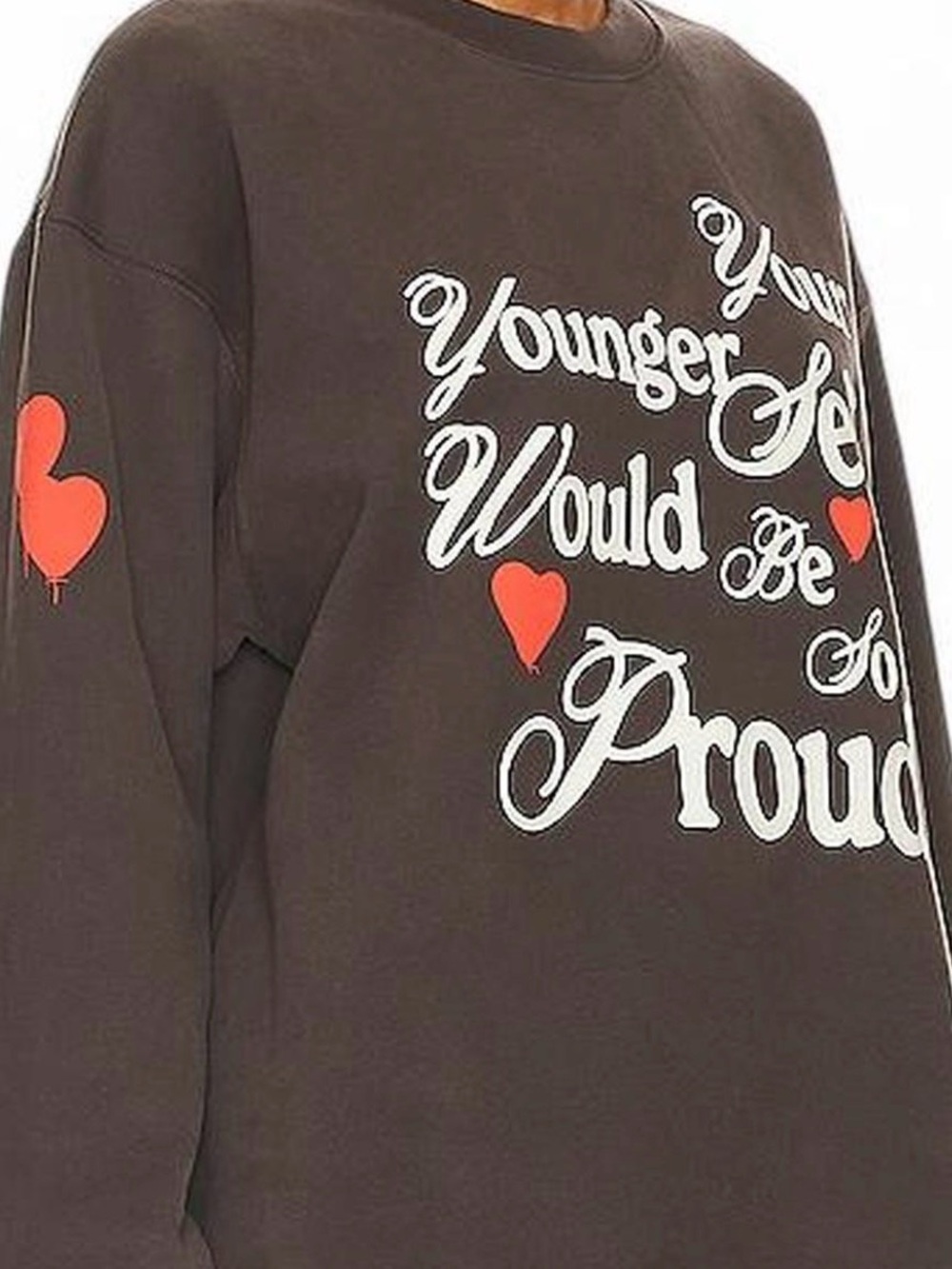 Younger Would Be Proud Brown Graphic Sweatshirt - Women